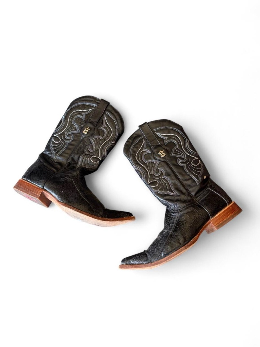 Men’s Black Western Cowboy Boots with Brown Leather Sole